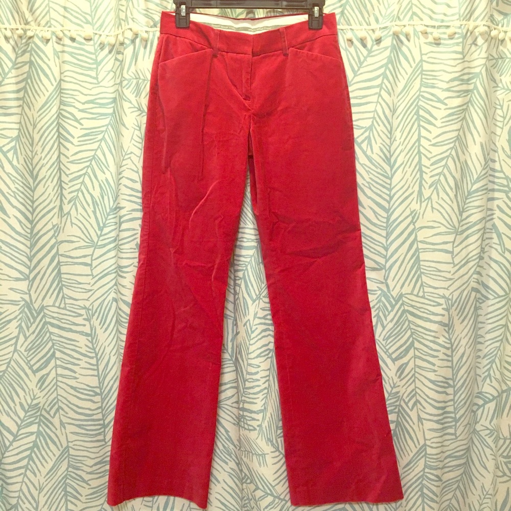 Editor Cherry Red Velvety Pants
